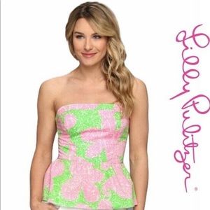 Lilly Pulitzer Pink/Green Peplum Top Size 4